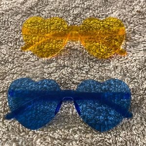 Blue and Yellow Heart Shaped Party Glasses